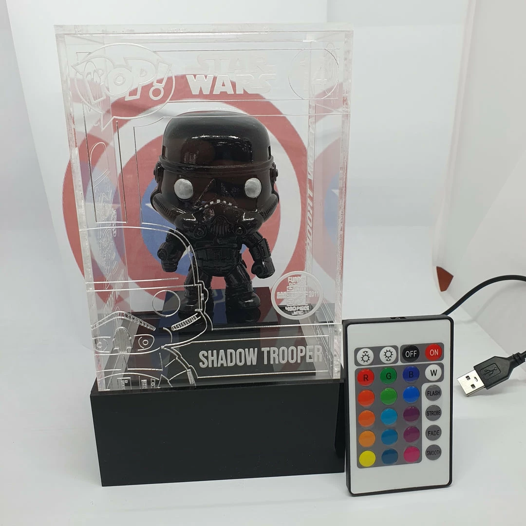 Mat Rolfe Star Wars - Shadow Trooper (CUSTOM) With LED Lightup SDCC 2011 Engraved Perspex Light Pop Box Rare Collectables 5 Mat Rolfe Star Wars - Shadow Trooper (CUSTOM) With LED Lightup SDCC 2011 Engraved Perspex Light Pop Box Rare Collectables