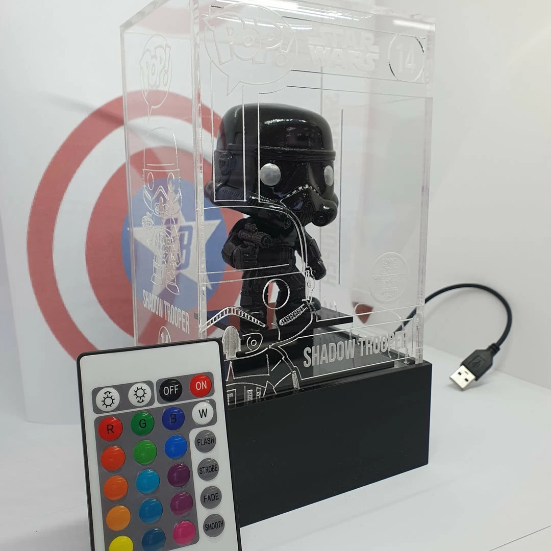 Mat Rolfe Star Wars - Shadow Trooper (CUSTOM) With LED Lightup SDCC 2011 Engraved Perspex Light Pop Box Rare Collectables 6 Mat Rolfe Star Wars - Shadow Trooper (CUSTOM) With LED Lightup SDCC 2011 Engraved Perspex Light Pop Box Rare Collectables