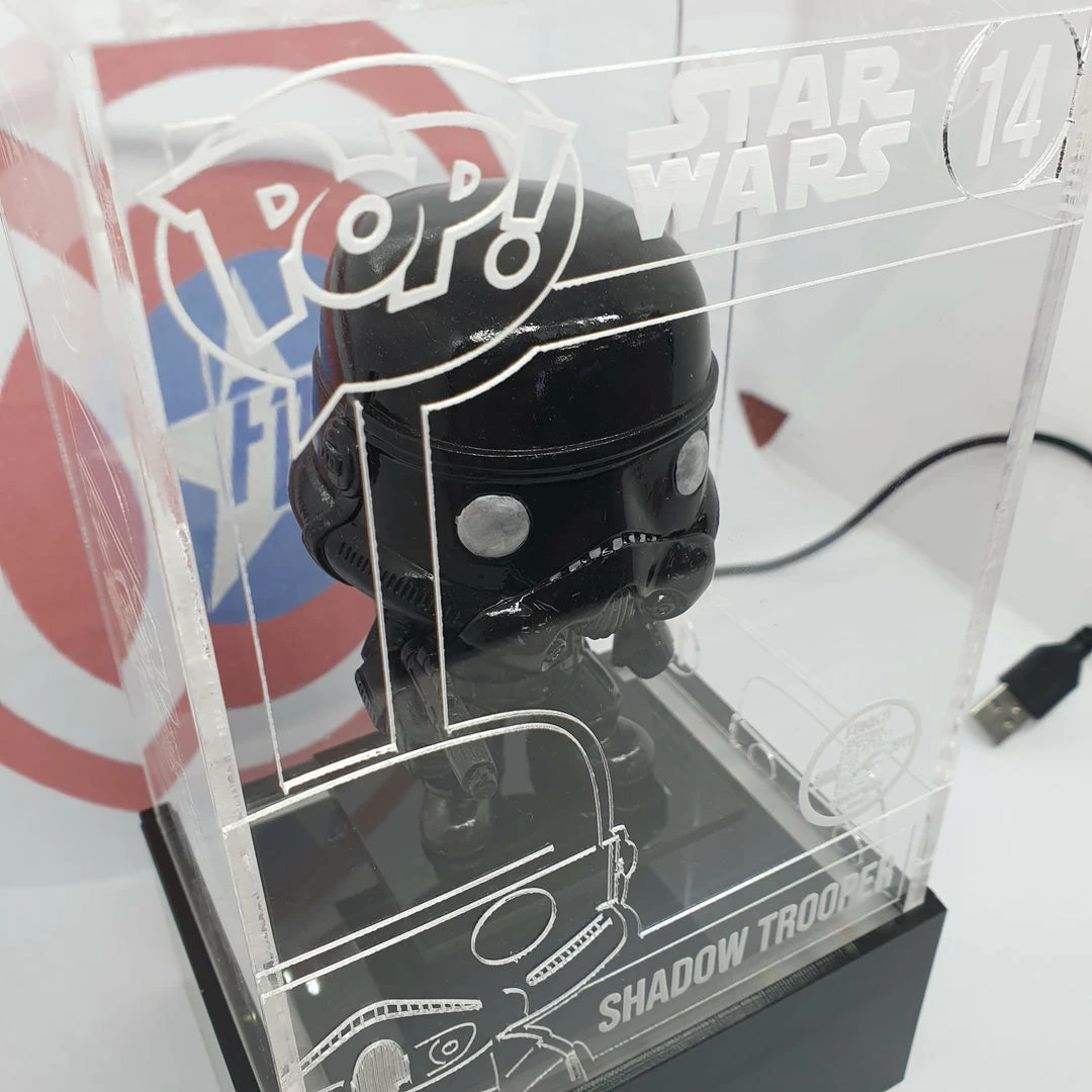 Mat Rolfe Star Wars - Shadow Trooper (CUSTOM) With LED Lightup SDCC 2011 Engraved Perspex Light Pop Box Rare Collectables 7 Mat Rolfe Star Wars - Shadow Trooper (CUSTOM) With LED Lightup SDCC 2011 Engraved Perspex Light Pop Box Rare Collectables