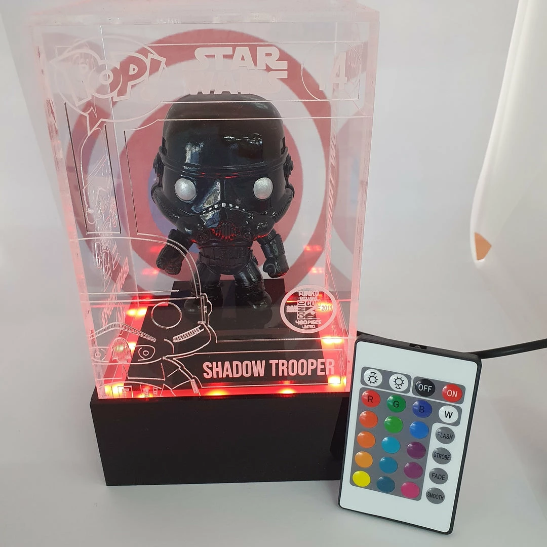 Mat Rolfe Star Wars - Shadow Trooper (CUSTOM) With LED Lightup SDCC 2011 Engraved Perspex Light Pop Box Rare Collectables 1 Mat Rolfe Star Wars - Shadow Trooper (CUSTOM) With LED Lightup SDCC 2011 Engraved Perspex Light Pop Box Rare Collectables