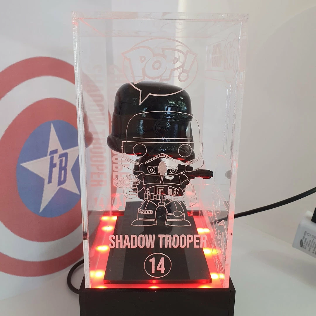 Mat Rolfe Star Wars - Shadow Trooper (CUSTOM) With LED Lightup SDCC 2011 Engraved Perspex Light Pop Box Rare Collectables 3 Mat Rolfe Star Wars - Shadow Trooper (CUSTOM) With LED Lightup SDCC 2011 Engraved Perspex Light Pop Box Rare Collectables