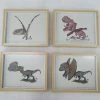 FanBase Collectables JP - Dinosaur Framed Characterchures X 4 Print Set (Jurassic Park Inspired) (28cm X 23cm)