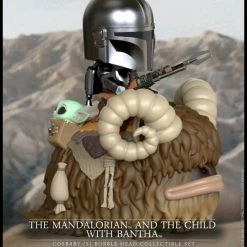 Hot Toys Star Wars: The Mandalorian - Mandalorian & The Child On Bantha Riding Cosbaby Figurines