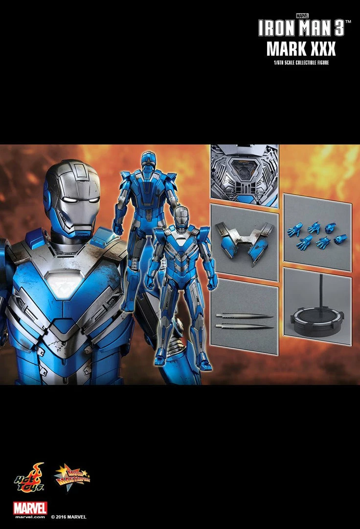 Elijah Franco Rare Collectables IRON MAN 3 BLUE STEEL (MARK XXX) 1/6TH SCALE COLLECTABLE HOT TOY FIGURINE 3 Elijah Franco Rare Collectables IRON MAN 3 BLUE STEEL (MARK XXX) 1/6TH SCALE COLLECTABLE HOT TOY FIGURINE